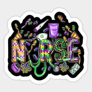 Mardi Gras Day Nurse New  Nursing Festival Party Sticker